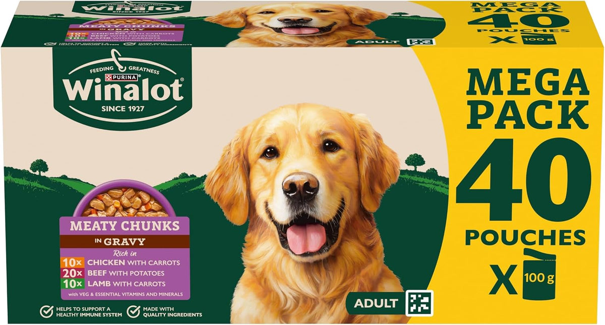 WINALOT Sunday Dinner Mixed in Gravy Wet Dog Food Pouches 40x100g