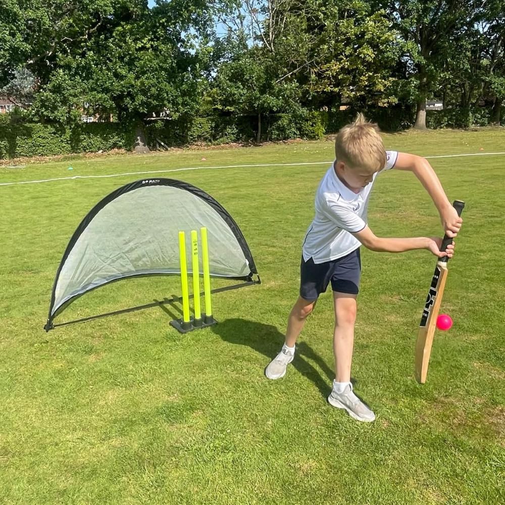 Ram Cricket pop-up ball stop net. Quick setup, portable for multi-sport use