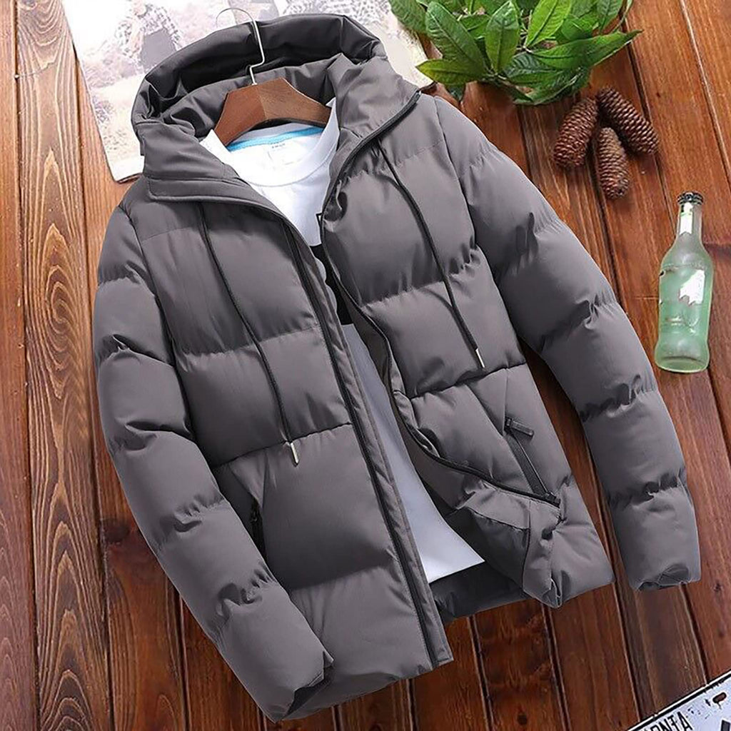 Winter Jackets for Men UK 2026 Thermal Warm Waterproof Zip Up Cargo Puffer Coats Outwear with Hood Cargo Fleece Jacket With Pockets Casual Pullover Work Plain Comfortable Sweatshirts