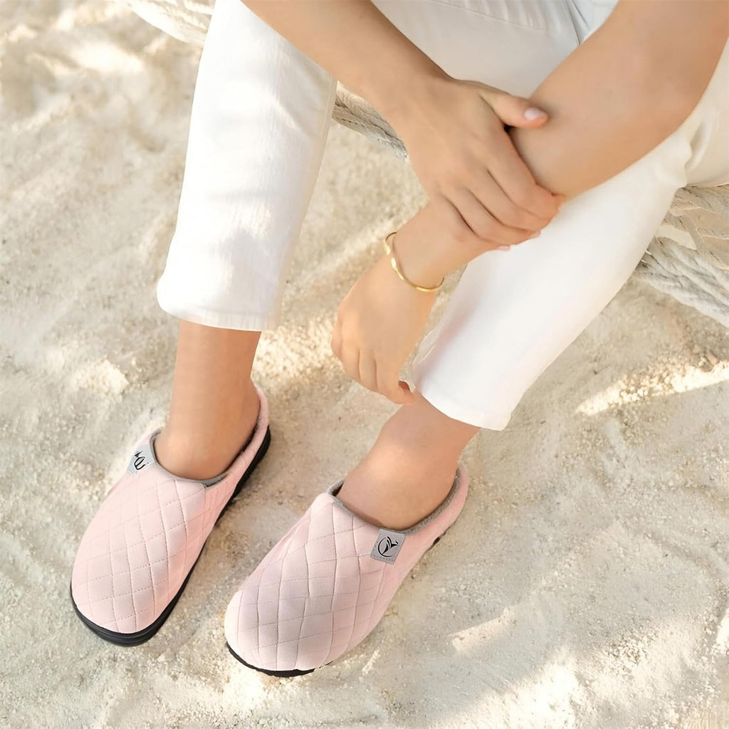 Mens Memory Foam Slippers Knitted Lining Non-Slip Indoor Outdoor Slippers