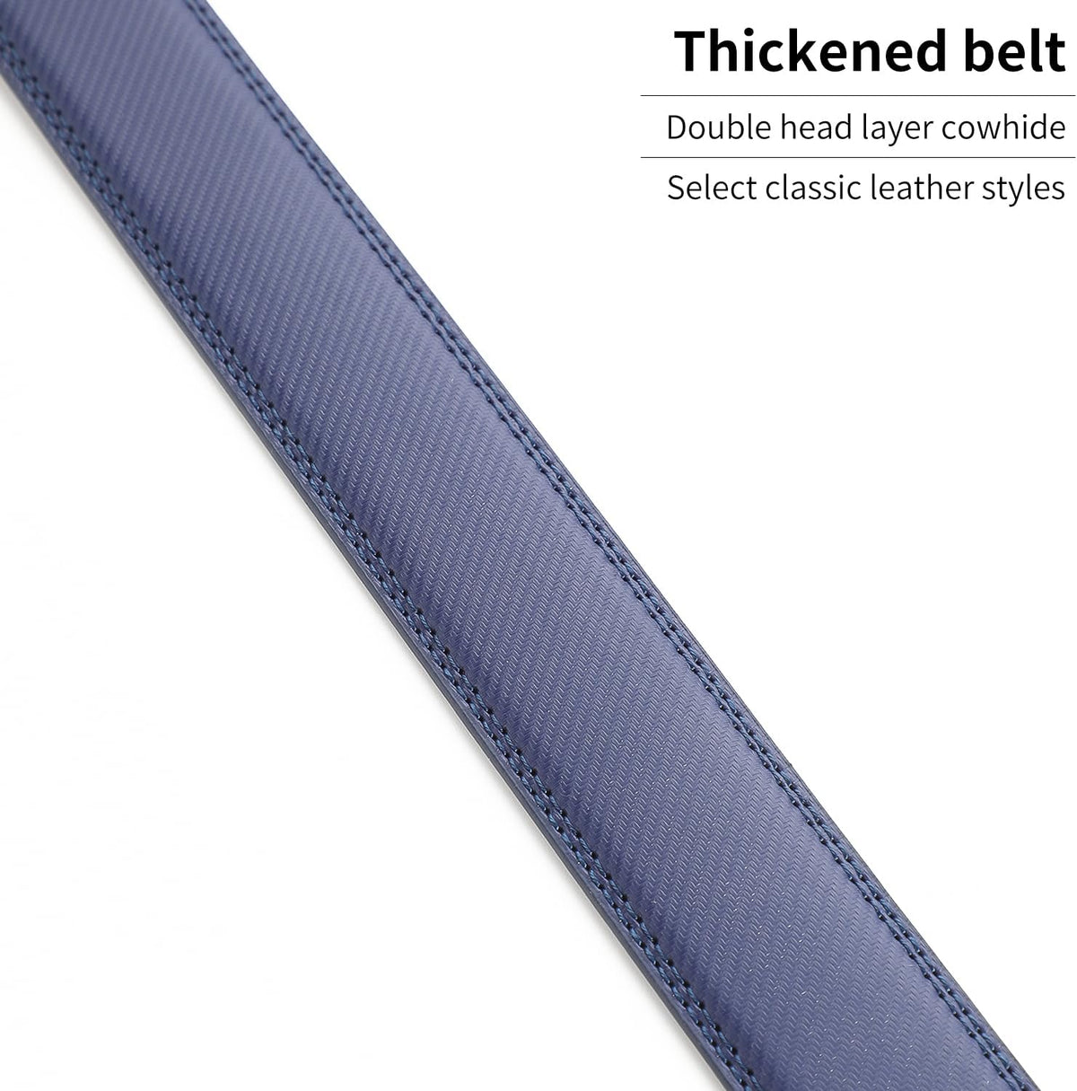 Men's Adjustable Leather Belt Strap & Zinc Alloy Automatic Ratchet Buckle, Customizable for Business Casual & Formal Wear