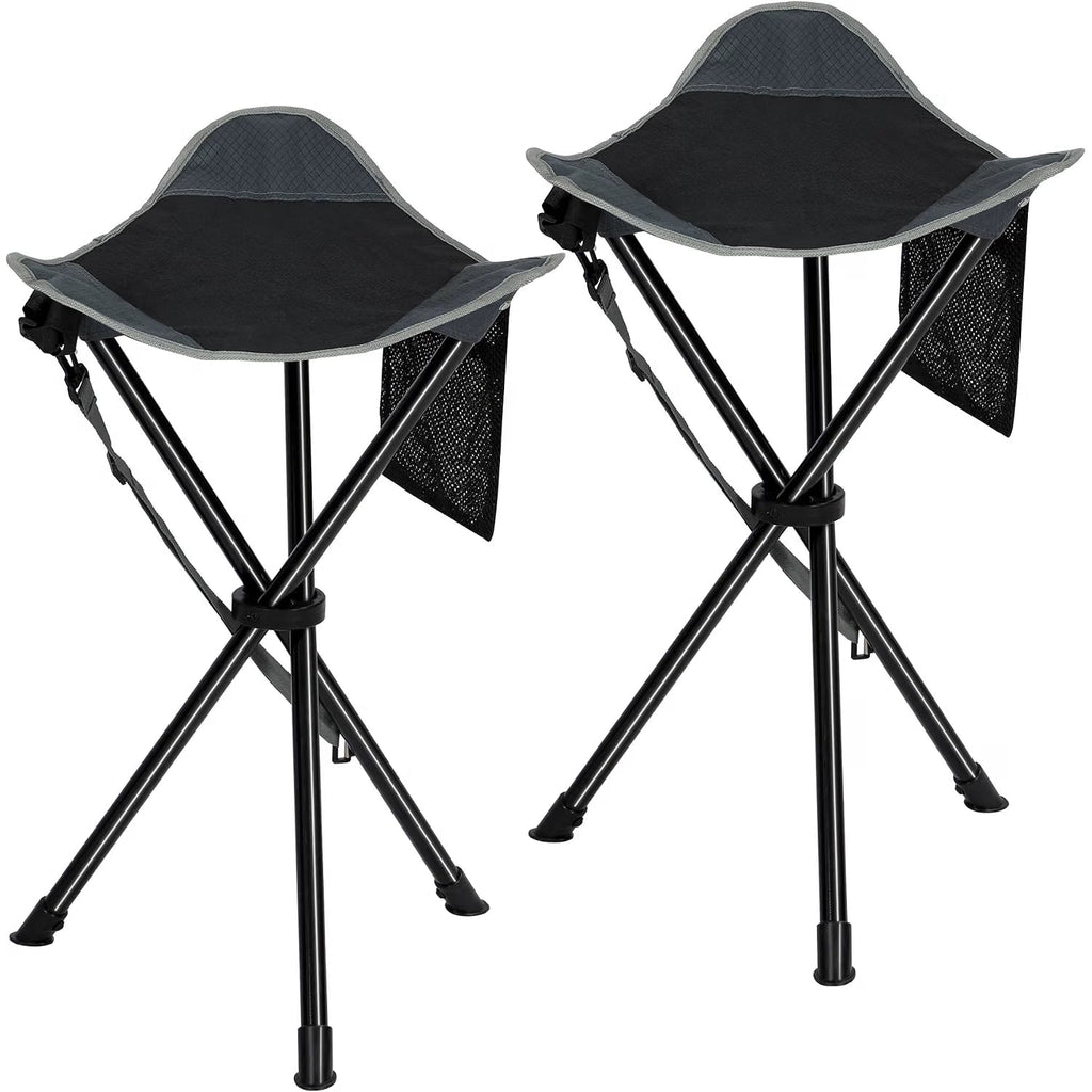 Folding Tripod Stool 22.4 Inch 2 Pack Lightweight Portable Black REDCAMP Camping