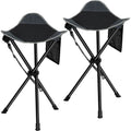 Folding Tripod Stool 22.4 Inch 2 Pack Lightweight Portable Black REDCAMP Camping