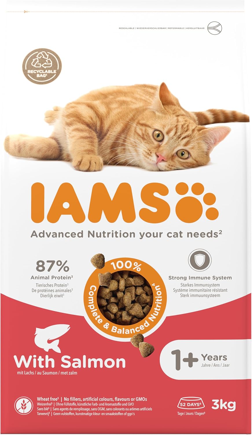 IAMS Adult Complete Dry Cat Food Chicken 3kg - Supports Strong Immune System