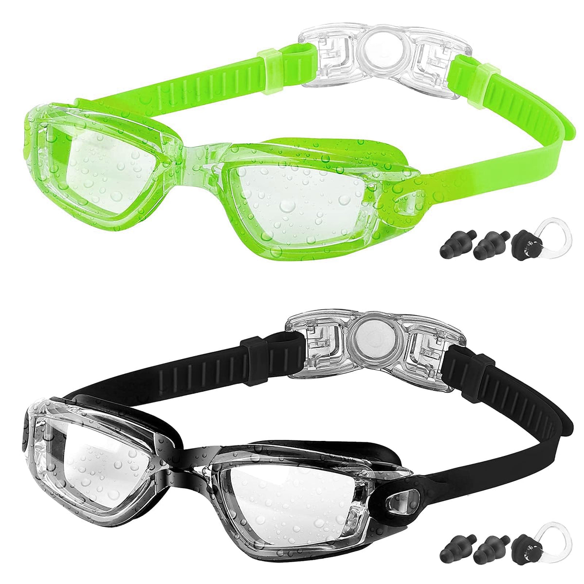 COOLOO Kids Swimming Goggles for Age 3-16, 2 Packs Anti-Fog Swim Goggles