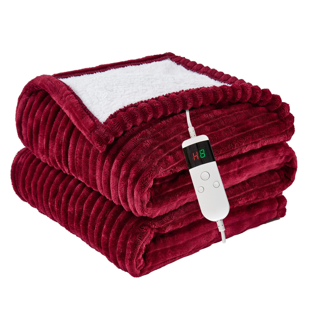 Heated Blanket Throw 130×160cm Electric Blanket, 10 Heating Settings, 1-8h Timer overheat Protection, Machine Washable, Flannel & Sherpa Full Body Warming, Electric Throw Blanket for Sofa