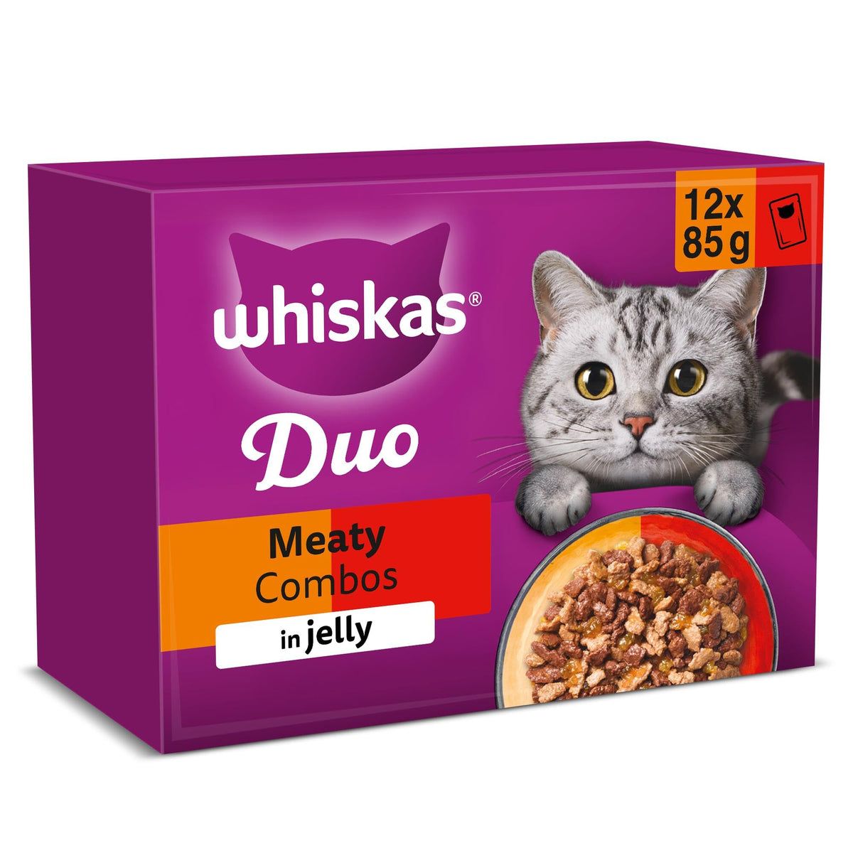 WHISKAS DUO Adult Wet Cat Food in Jelly 40x85g Surf & Turf