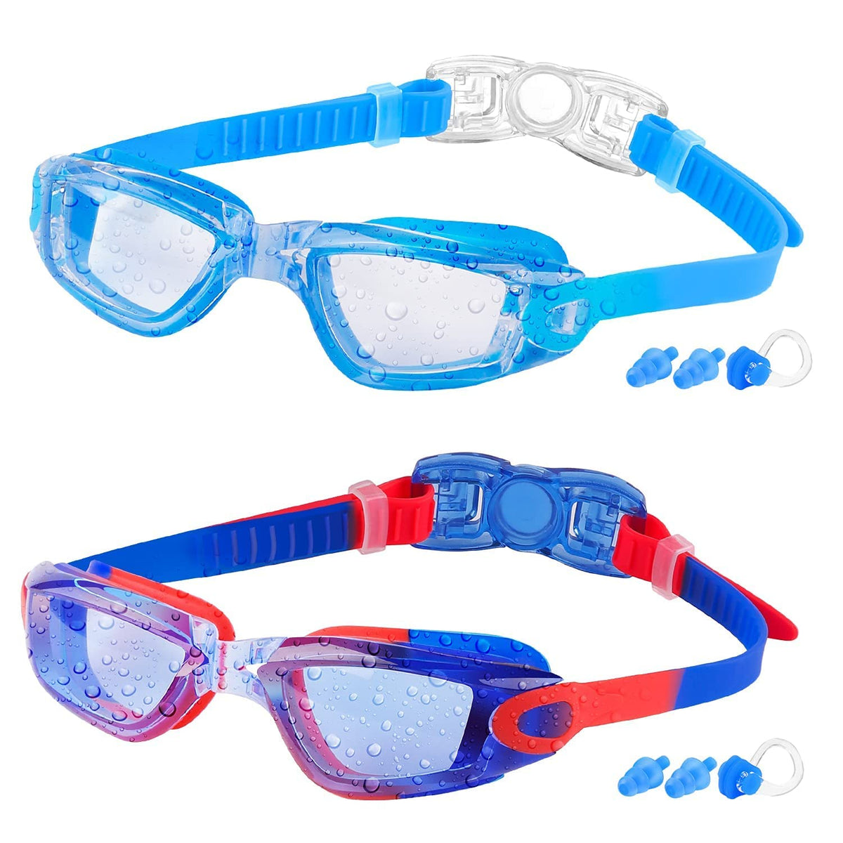 COOLOO Kids Swimming Goggles for Age 3-16, 2 Packs Anti-Fog Swim Goggles