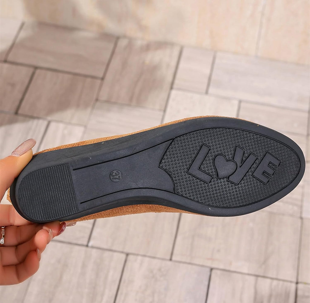 Women's Ballet Flats Business Office Work Dress Shoes Low Wedge Round Toe Slip-Ons Comfortable Dressy Casual Flats Shoes