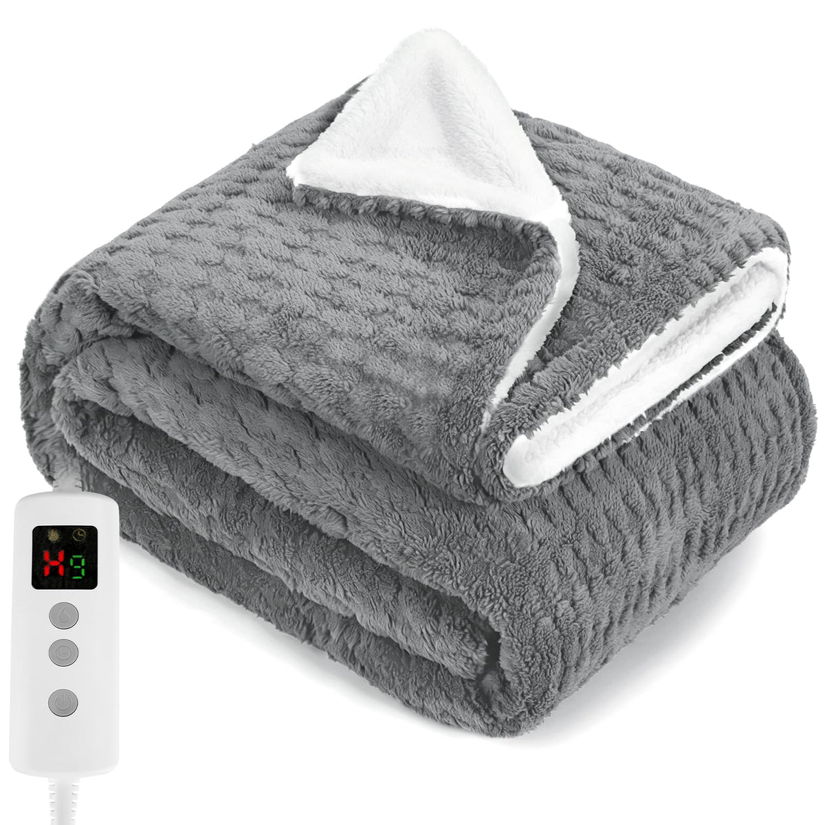 Heated Blanket Electric Throw 160x130CM, Dark Grey, Heating Blanket