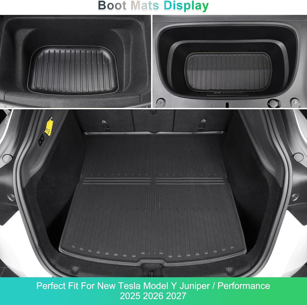 Tesla Model Y Juniper Boot Mats 2025 2026 TPE All Weather 3 Piece Set GAFAT UK RHD