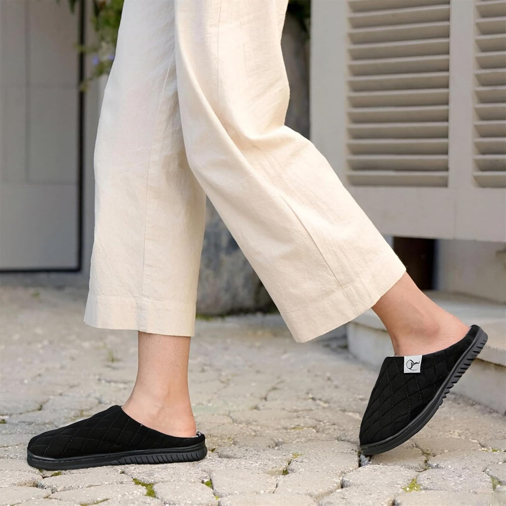 Mens Memory Foam Slippers Knitted Lining Non-Slip Indoor Outdoor Slippers