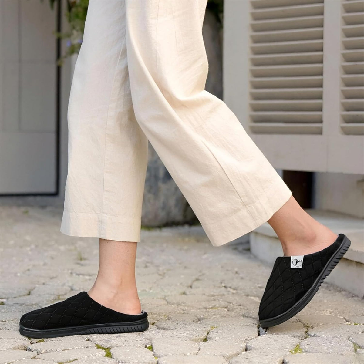Mens Memory Foam Slippers Knitted Lining Non-Slip Indoor Outdoor Slippers