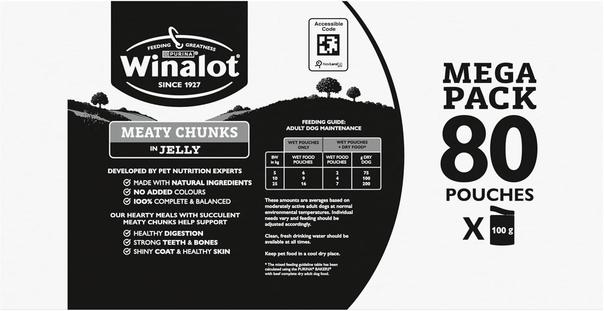 WINALOT Sunday Dinner Mixed in Gravy Wet Dog Food Pouches 40x100g