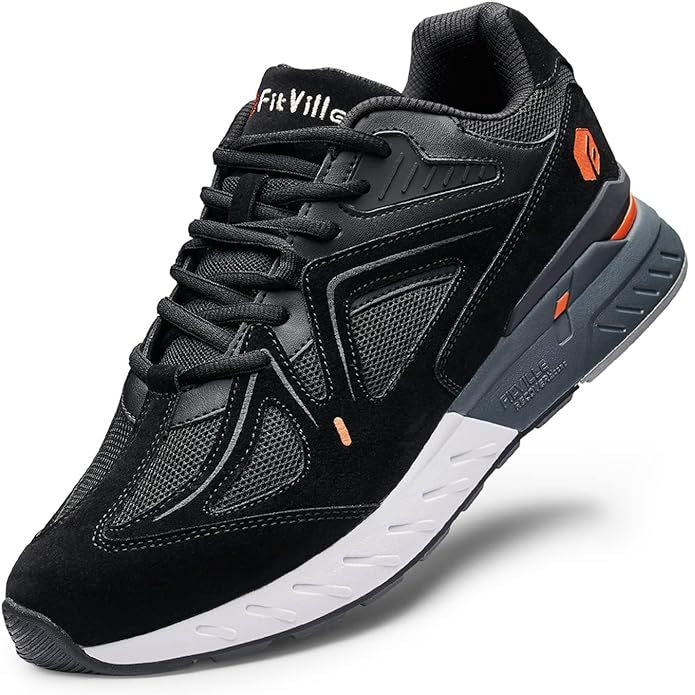 FitVille Mens Wide Fit Walking Shoes Extra Wide Arch Fit Heel Pain Relief