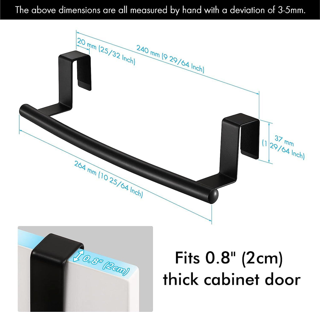 Over Door Towel Rail Set of 2 Kitchen Cabinet Towel Bar Bathroom No Drill