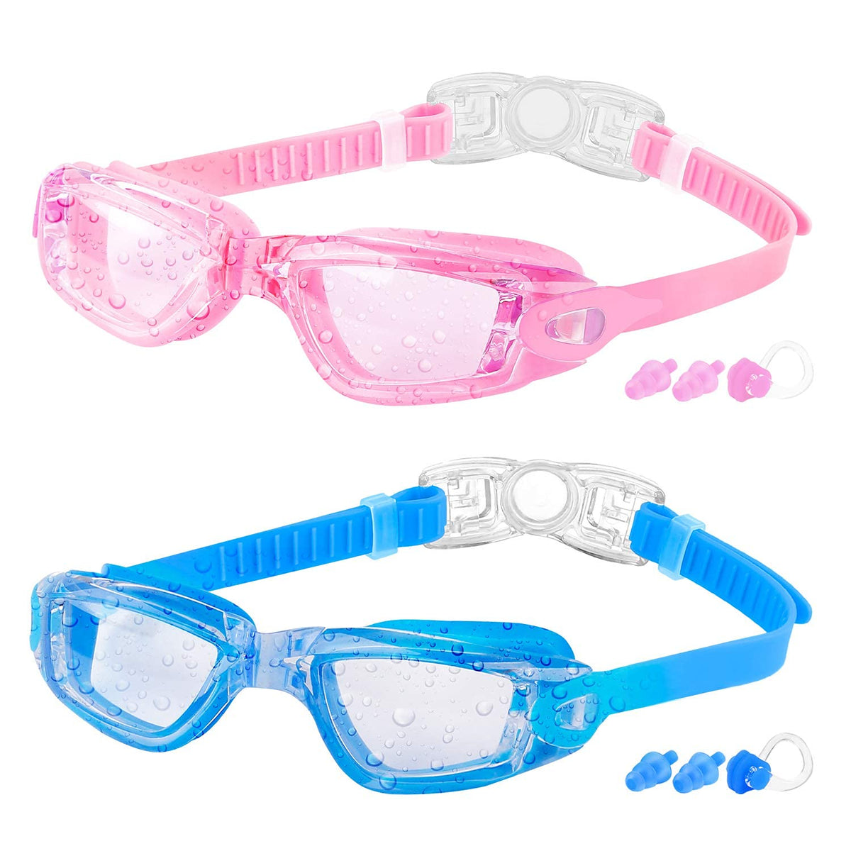 COOLOO Kids Swimming Goggles for Age 3-16, 2 Packs Anti-Fog Swim Goggles