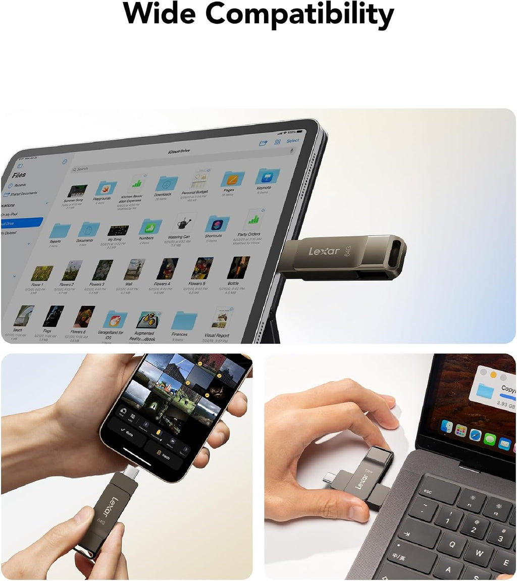 Lexar D40E 128GB Dual USB 3.2 Gen 1 Type-C Jump Drive,Champagne Silver