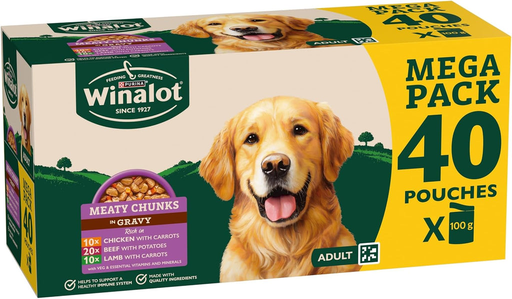 WINALOT Sunday Dinner Mixed in Gravy Wet Dog Food Pouches 40x100g
