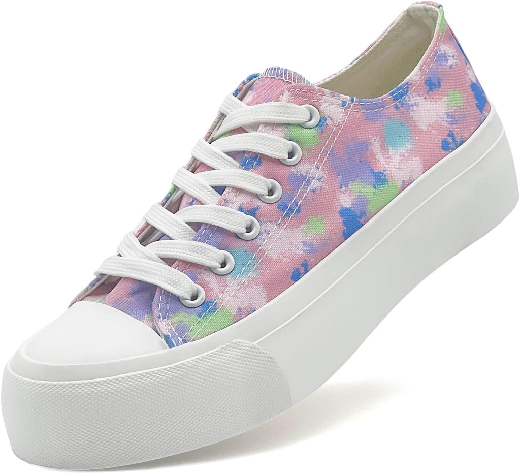 Ladies Canvas Shoes Women Platform Trainers Lace Up Pumps Plimsolls Fashion Sneakers Low Top Casual Canvas Tennis Shoes for Women