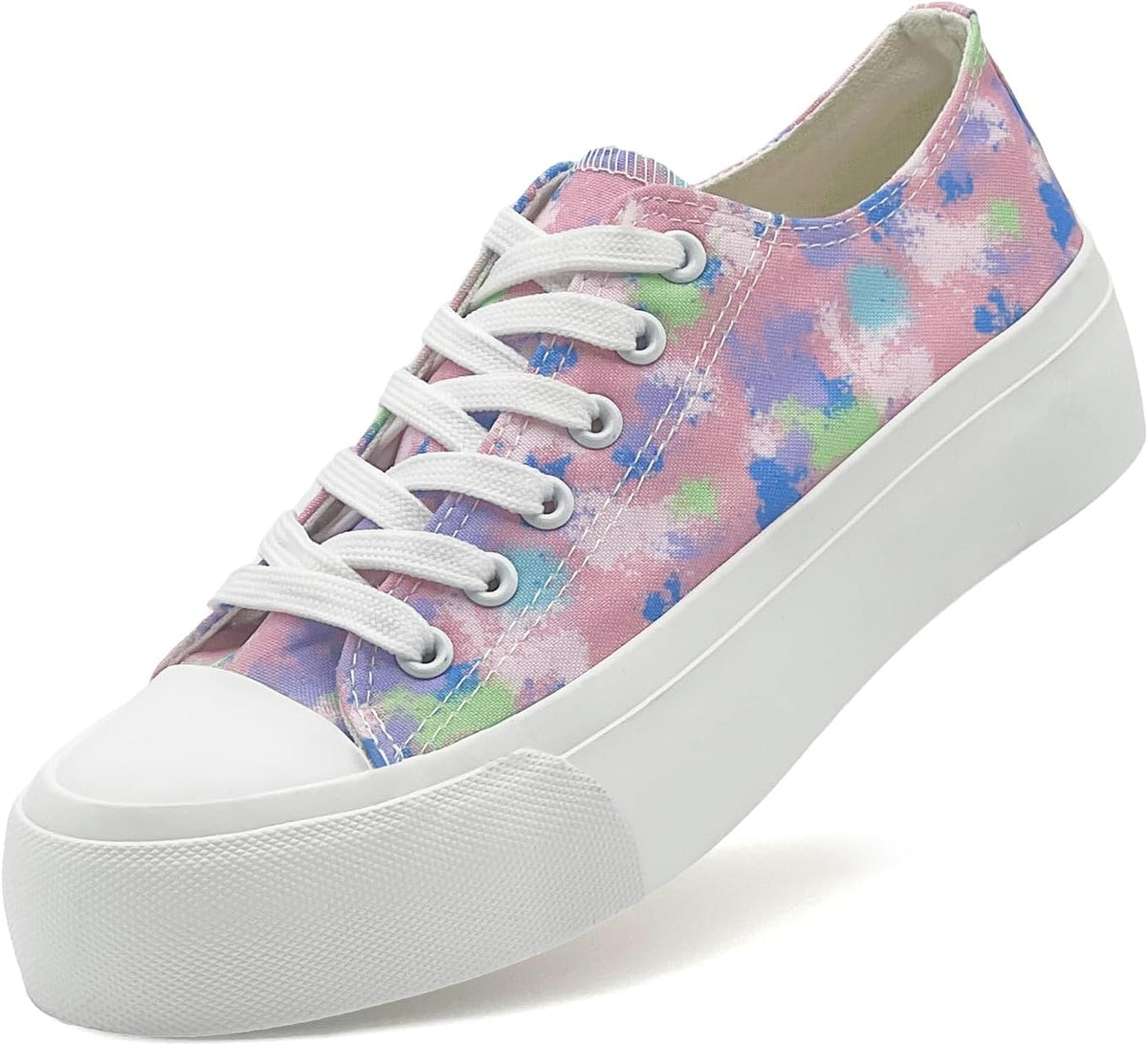 Ladies Canvas Shoes Women Platform Trainers Lace Up Pumps Plimsolls Fashion Sneakers Low Top Casual Canvas Tennis Shoes for Women