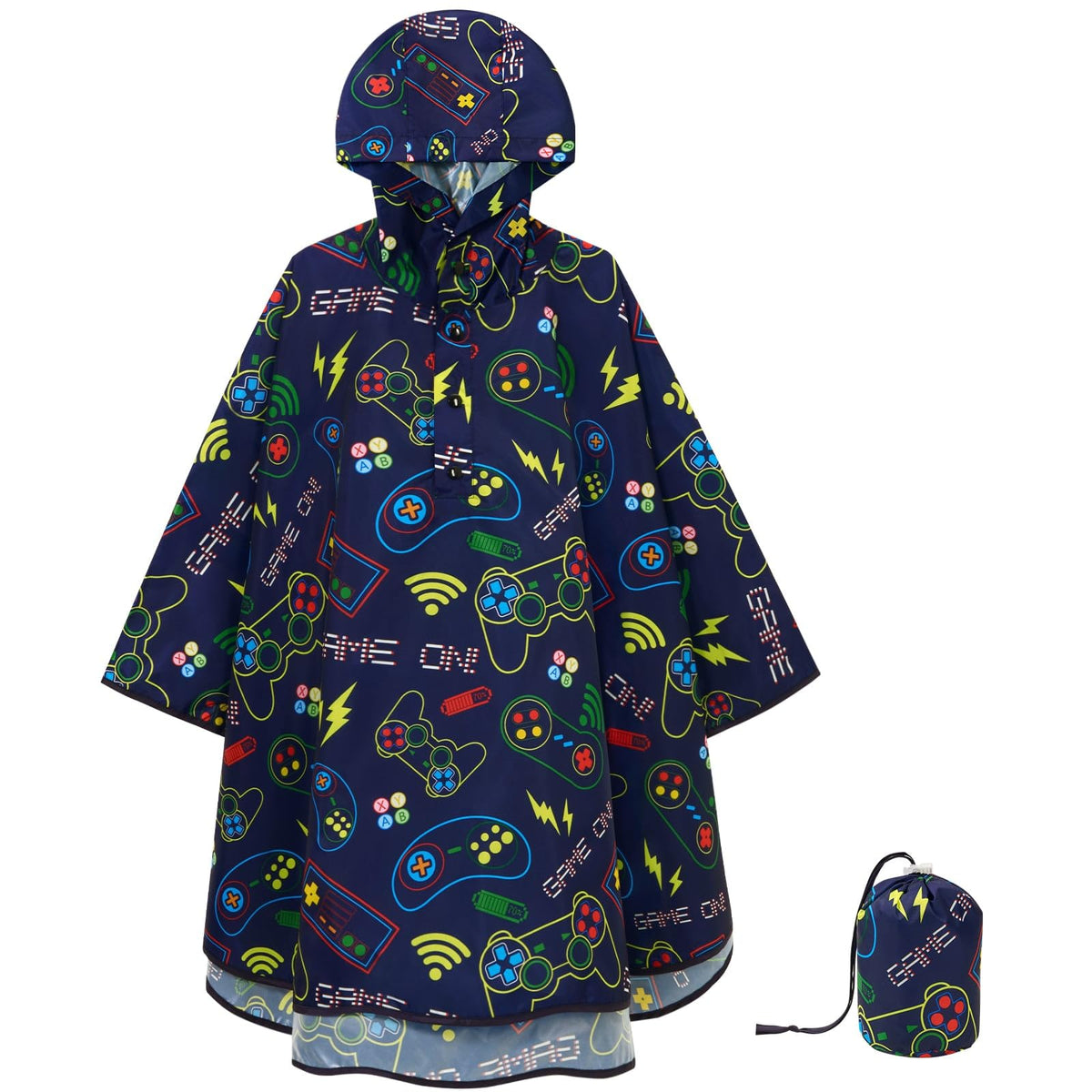 WAWSAM Kids Rain Poncho Waterproof Boys Girls Portable Raincoat Rain Jacket Lightweight Rainwear