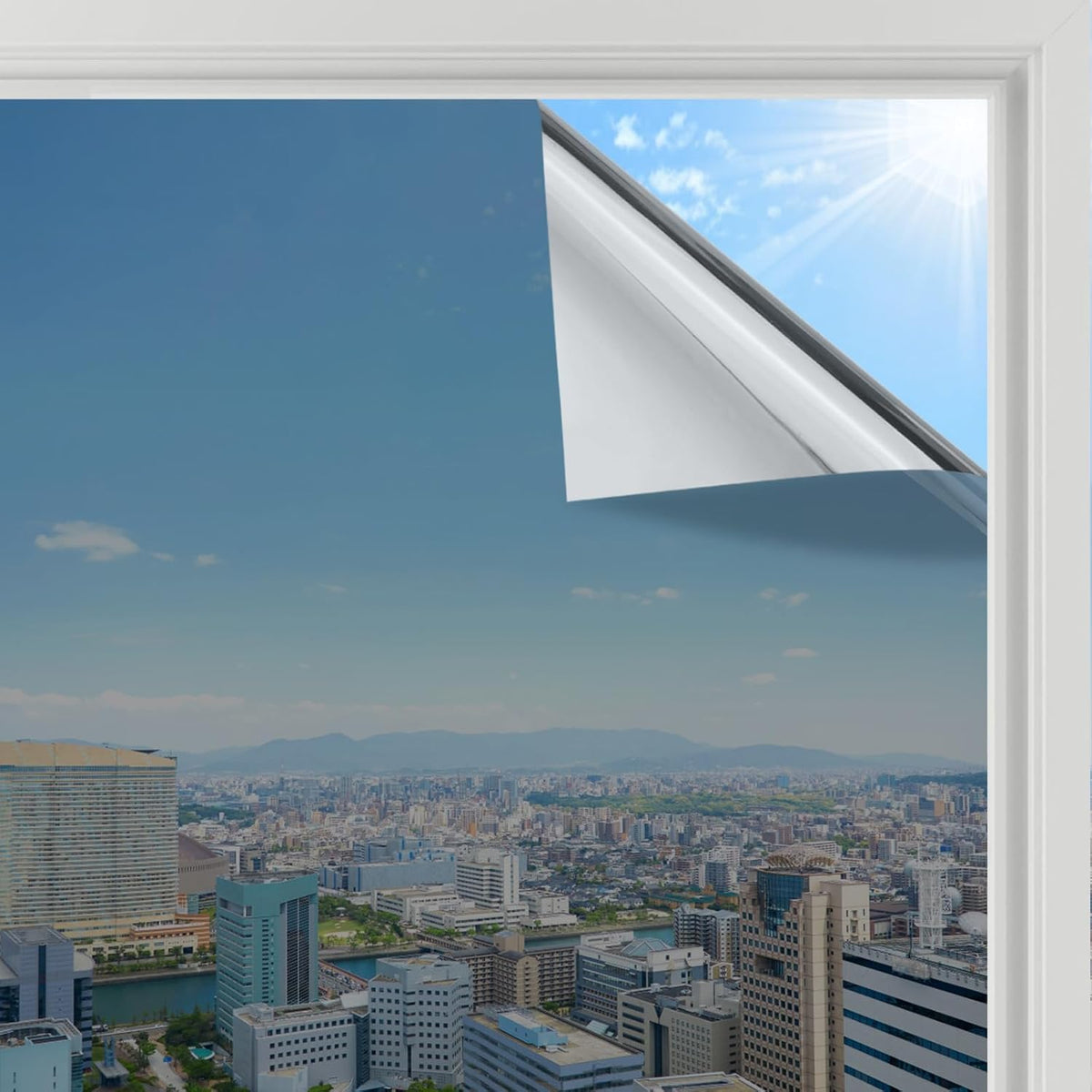 Home Window Privacy Film One Way Mirror 75x400cm Silver Heat Control Adhesive