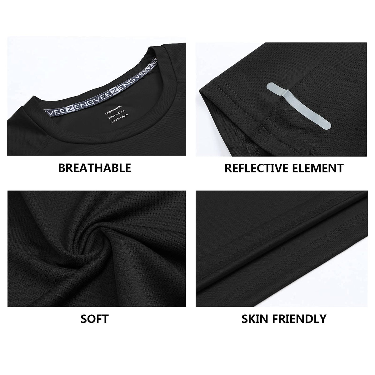 Gaiatiger 1/3 Pack Mens T-Shirts Quick Dry Short Sleeve Tops Running Shirts