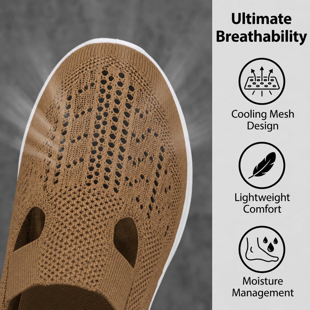 Women's Walking Shoes Comfortable Orthopedic Diabetic Shoes Soft Breathable Knitted Flats Arch Support for Indoor Outdoor