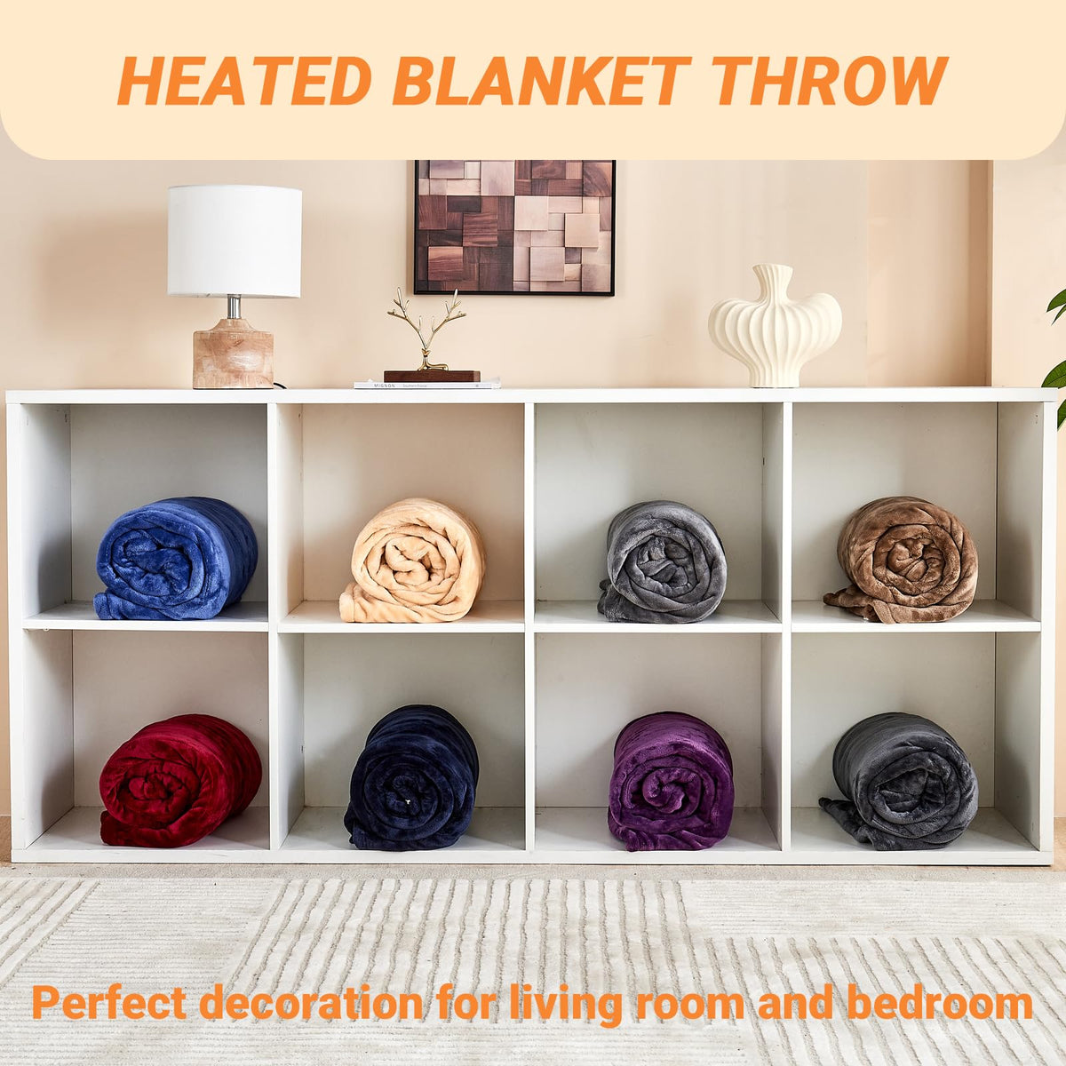 Heated Blanket Throw 130×160cm Electric Blanket, 10 Heating Settings, 1-8h Timer overheat Protection, Machine Washable, Flannel & Sherpa Full Body Warming, Electric Throw Blanket for Sofa