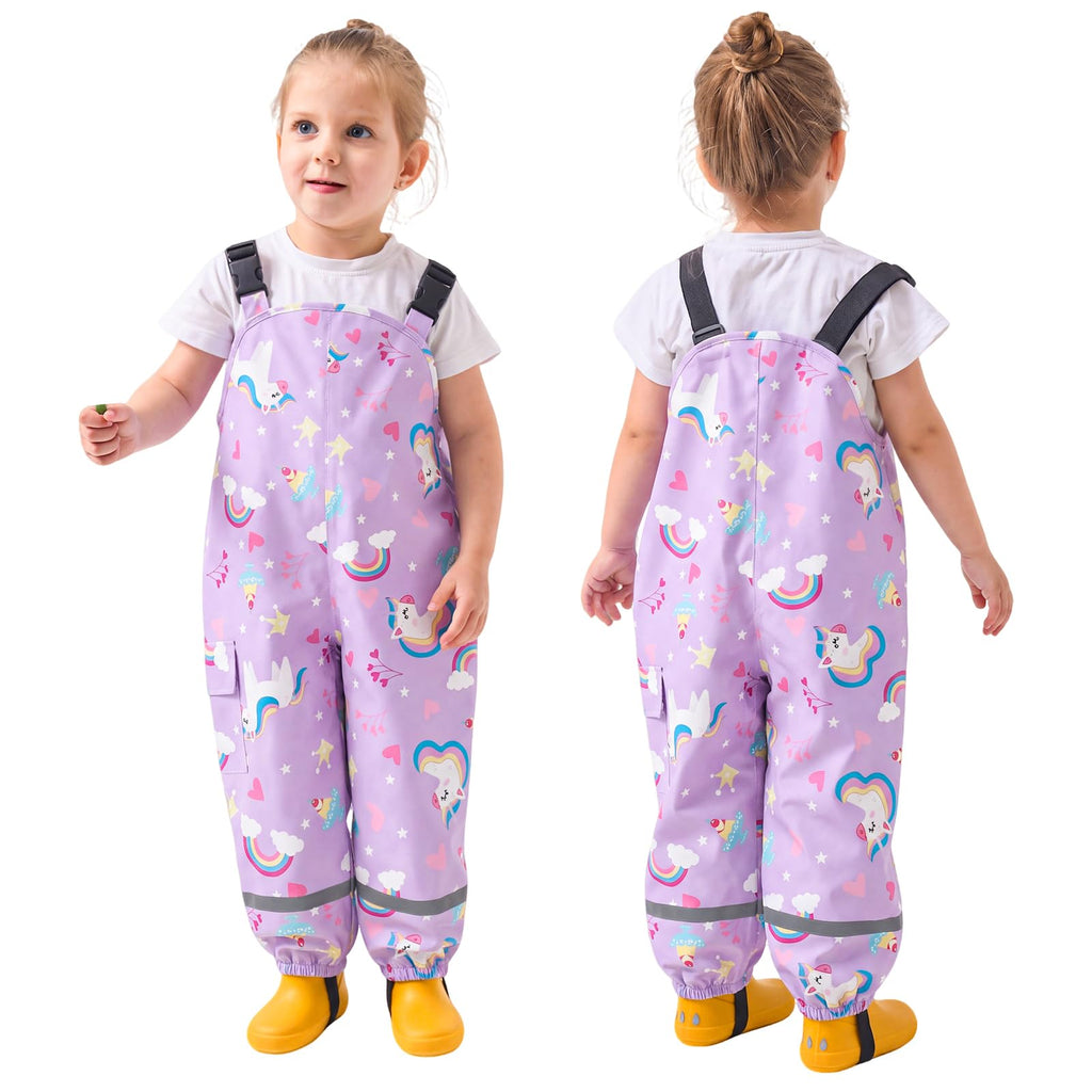Kids Waterproof Trousers Boys Girls Rain Dungarees, 2-7 Years