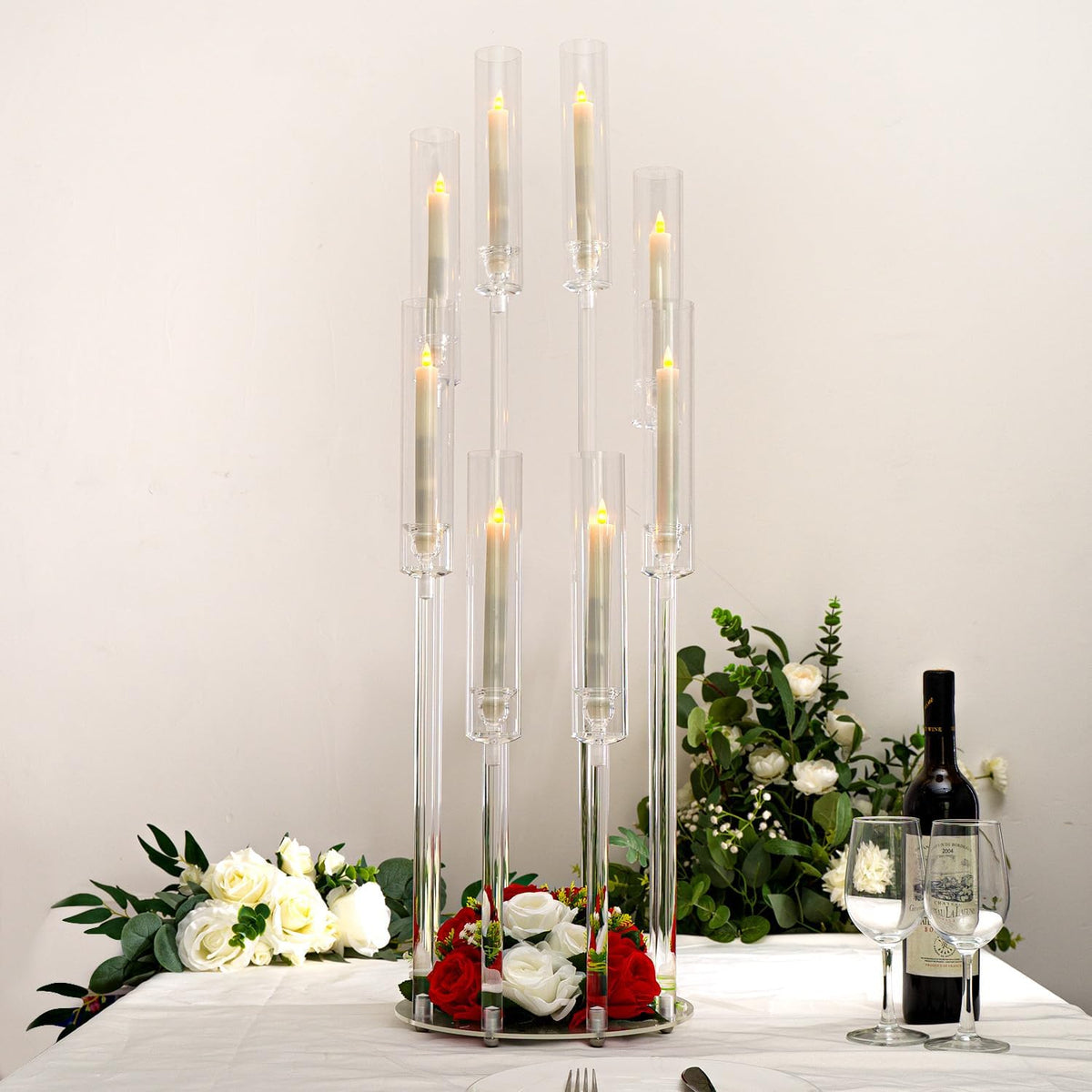 Acrylic Candelabra Centrepiece 8 Arms 38.5 Inch Wedding Candle Holder