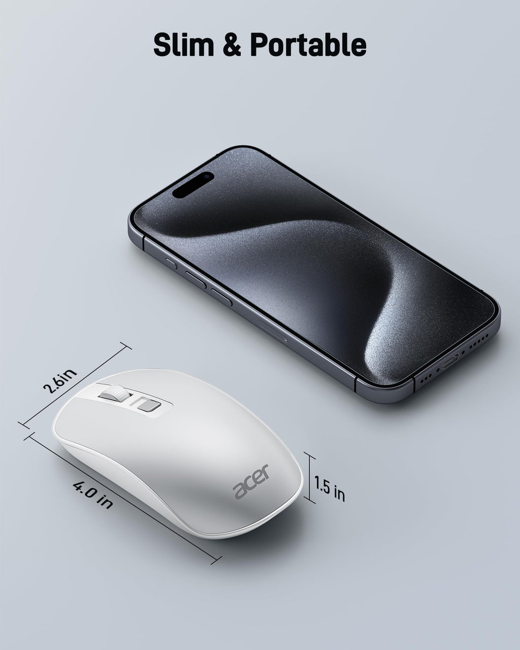 Acer Wireless Mouse, Computer Mouse Wireless with 2.4GHz USB Receiver