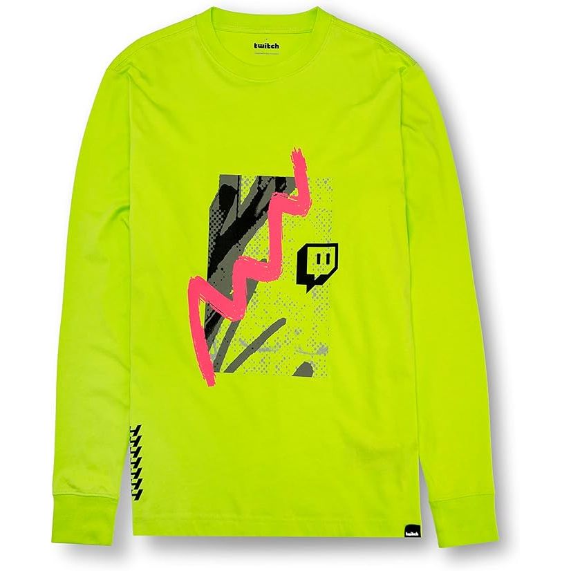 Twitch Long Sleeve T-Shirt Neon Yellow M Unisex Cotton Top Official Merch