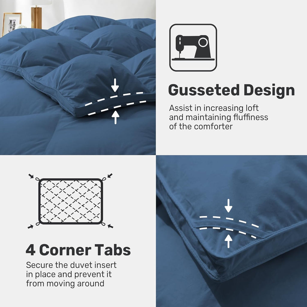 Double Duvet 10.5 Tog Goose Down Feather 200x200 cm Cotton Cover Deodar