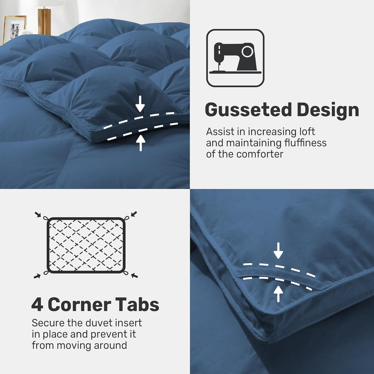 Double Duvet 10.5 Tog Goose Down Feather 200x200 cm Cotton Cover Deodar