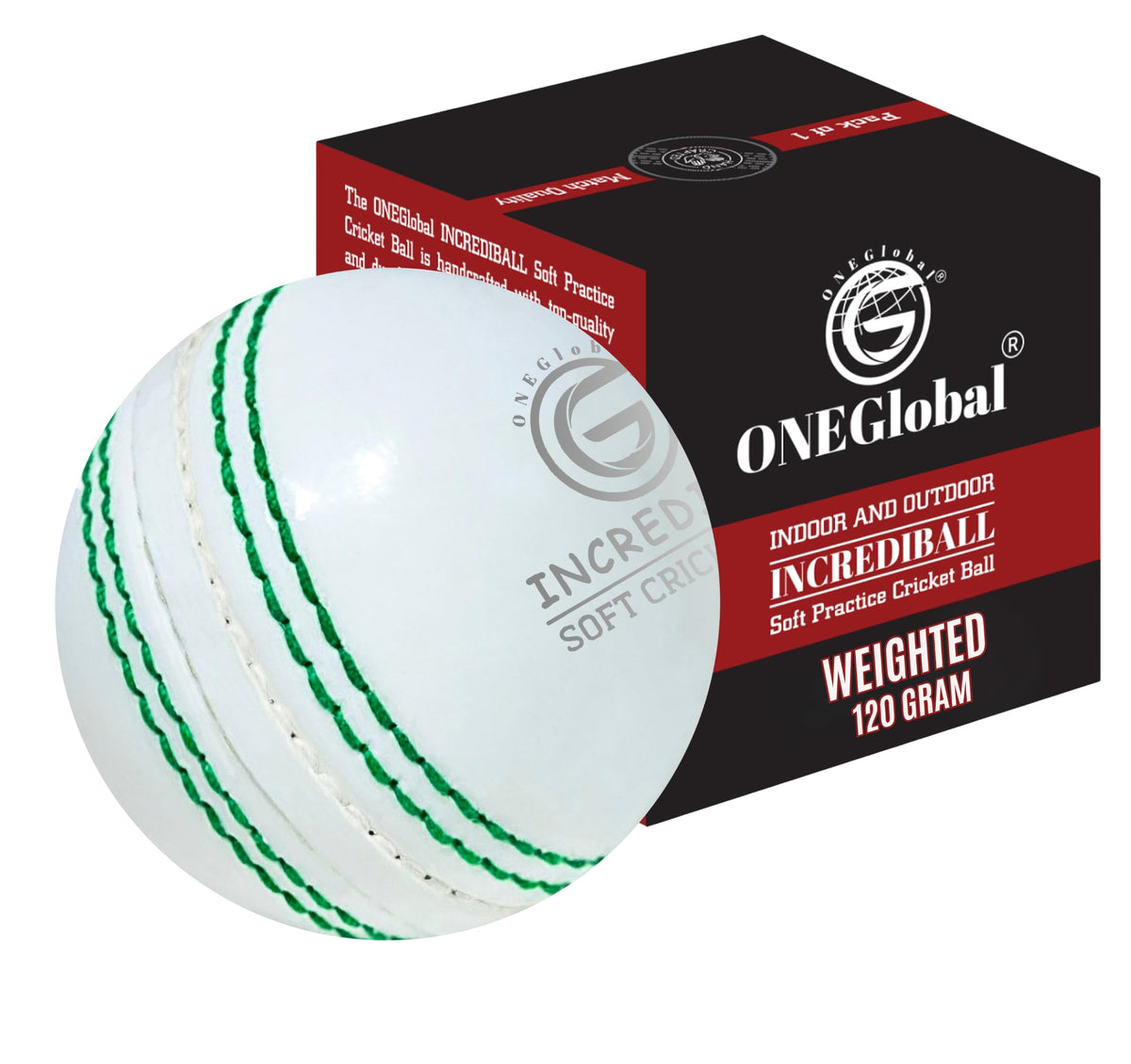 Incrediball Soft Practice Cricket Ball | Outdoor & Indoor Rubber Cricket Ball With Core & Stitched Seam | For Practice, Training & Family Fun | Senior & Junior Size