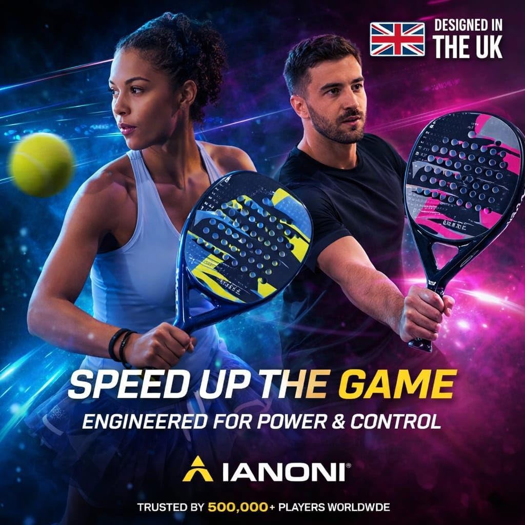 ianoni Padel Racket Carbon Fiber Surface with EVA Memory Flex Foam Core Paddle Tennis Racquets -8100-blue and green