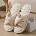 Comfortable Slippers for Women Winter Womens Slide Slipper Shoes Open Toe Corduroy Bow Crossbands for House Bedroom Indoor