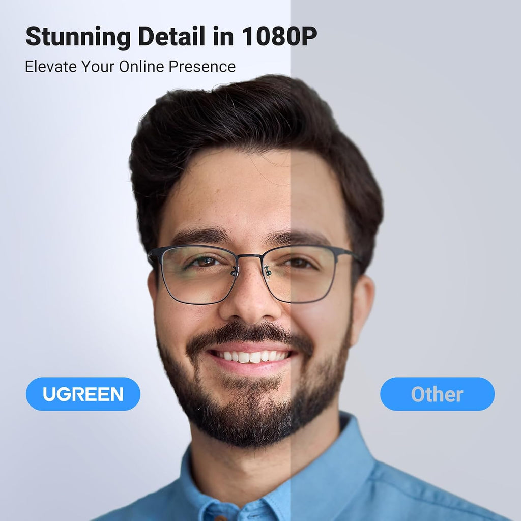 UGREEN Full HD 1080P/30fps Webcam for PC/Laptop/Mac, Auto Light Correction