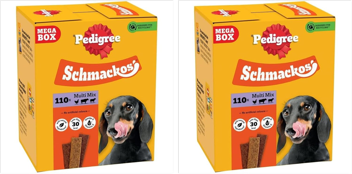 Pedigree Schmackos Mega Pack 110/112 Strips Snacks, Dog Treat Multipack with Beef, Lamb and Poultry Flavours