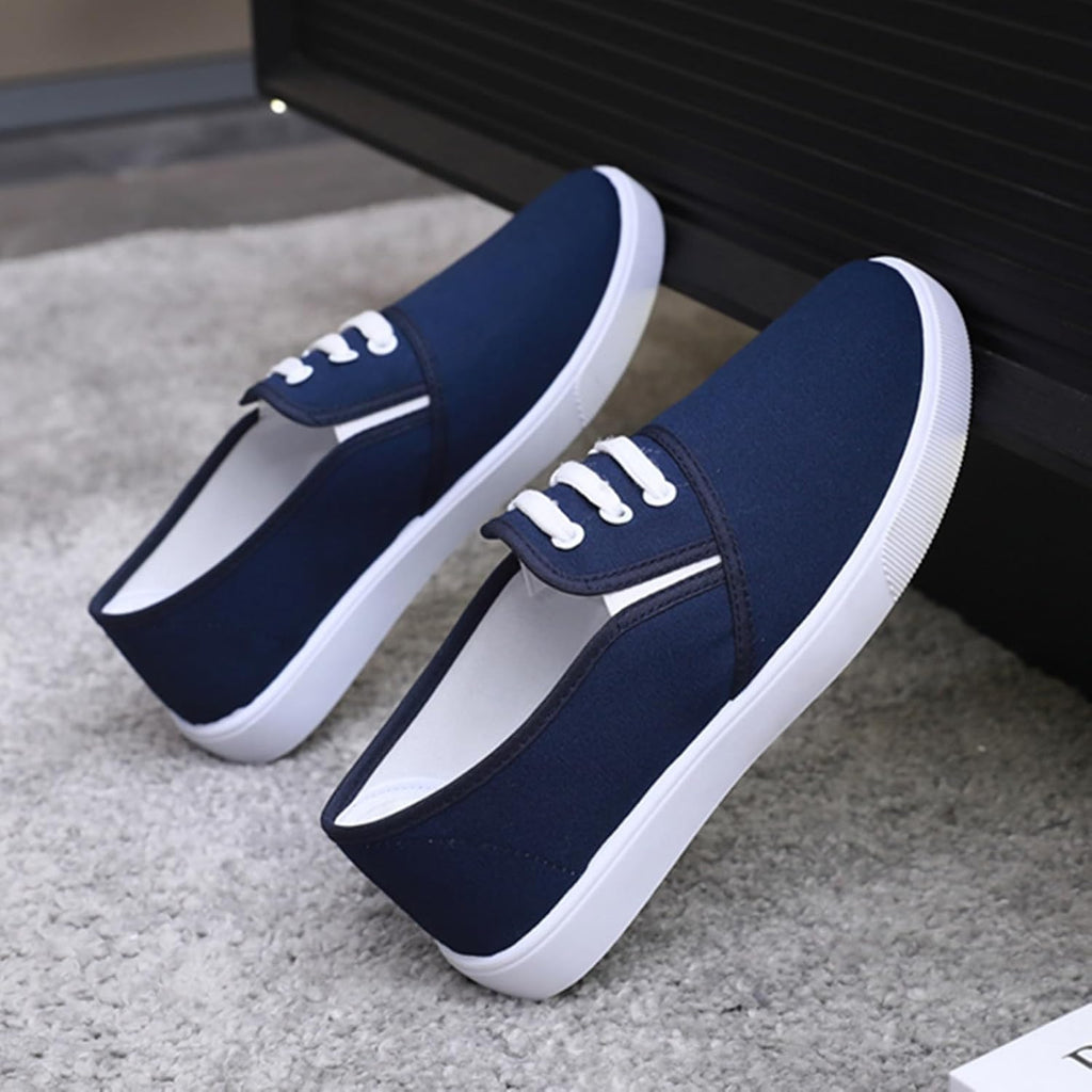 Canvas Tennis Shoes for Women Low Top Casual White Black Sneakers for Women Slip on Fashion Comfortable Walking Shoes