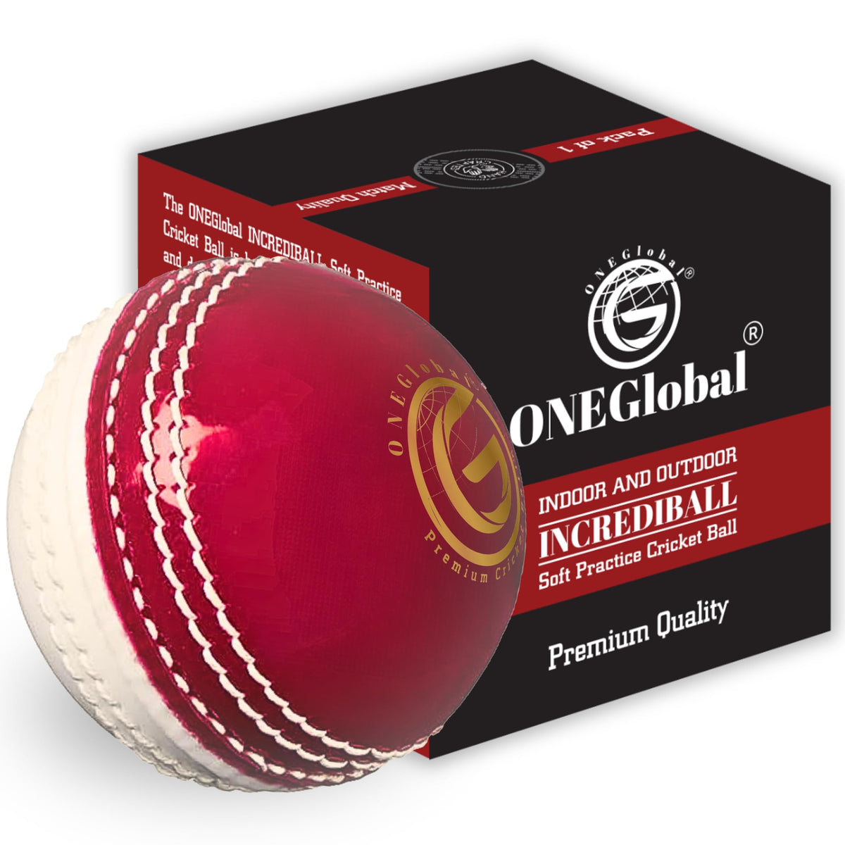 Incrediball Soft Practice Cricket Ball | Outdoor & Indoor Rubber Cricket Ball With Core & Stitched Seam | For Practice, Training & Family Fun | Senior & Junior Size
