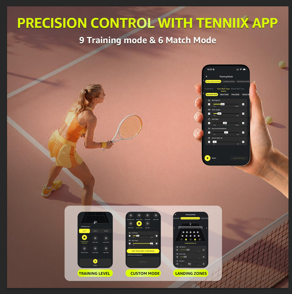 TENNIIX Basic Tennis Ball Machine, 18.7LB Portable Tennis Launcher Robot