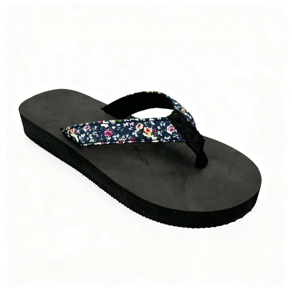 Flower Flip Flops for Women, Floral Platform Summer Sandals, Comfort Beach Shoes, Stylish Wedge Thong Sandals for Outdoor