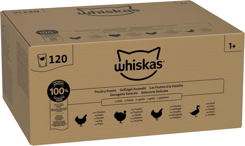 WHISKAS Adult Wet Cat Food in Jelly 40x85g Fish Favourites