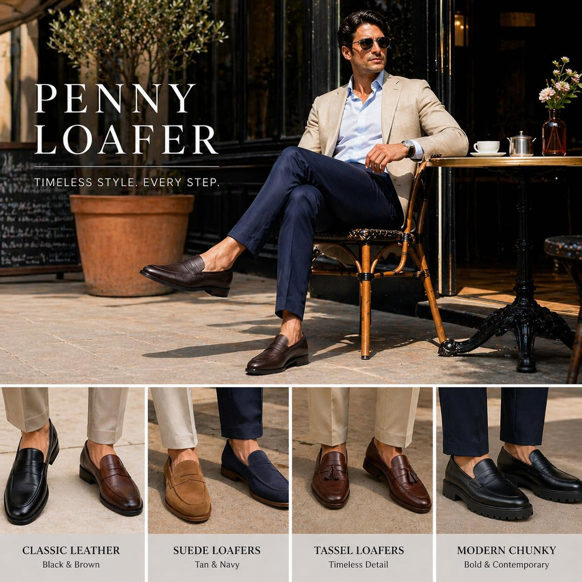 QUIVE London Ventor Men's Leather Penny Loafers