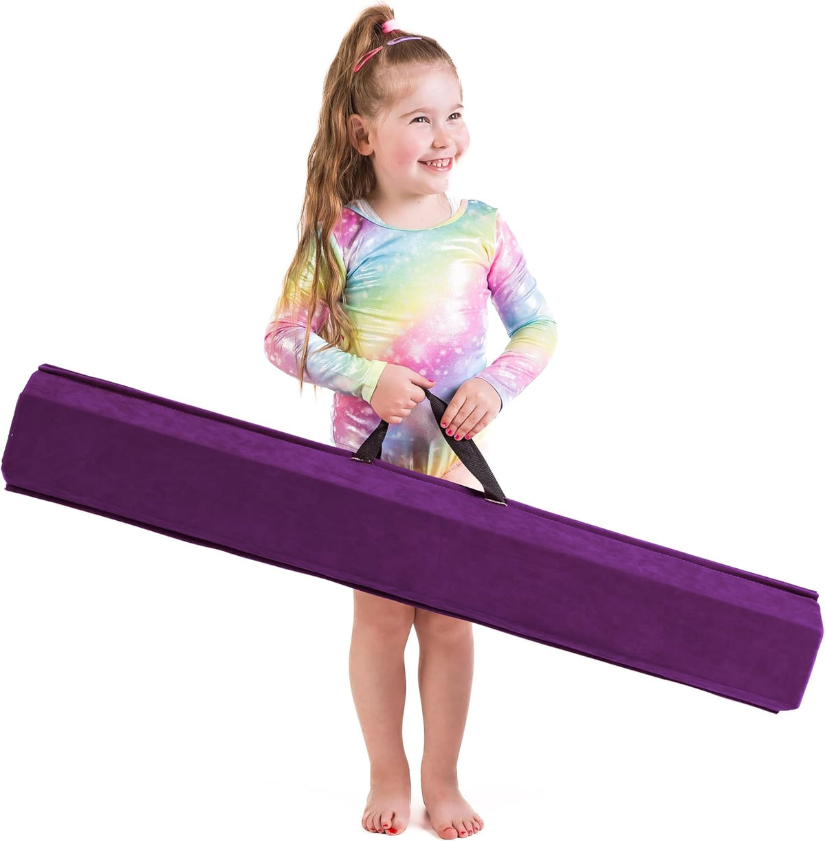 Balance Beam Gymnastics Kids 240cm Folding Foam Purple Training TINY TUMBLERS