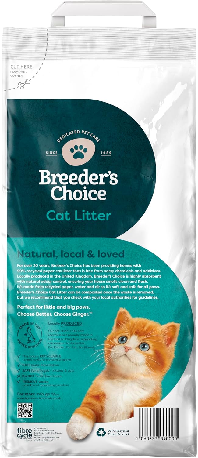 Breeder's Choice Paper Cat Litter (10L) - 99% Recycled Paper