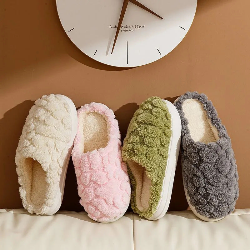 Unisex Cartoon Plush Slippers - Anti-Skid Soft Sole Couple Home Slippers